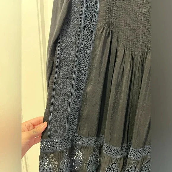 Johnny Was | Embroidered Black and Navy Blouse | Size: XS - Picture 8 of 12